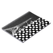 白黒水玉模様、ドット;パリ ノートブック (左側)