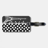 白黒水玉模様、ドット;パリ ラゲッジタグ (裏面横)