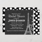 白黒水玉模様、ドット；パリ 招待状 (正面/裏面)