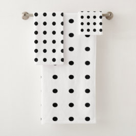 白黒水玉模様 バスタオルセット