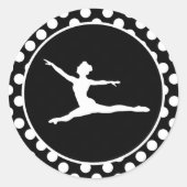 白黒水玉模様;バレエ ラウンドシール (正面)