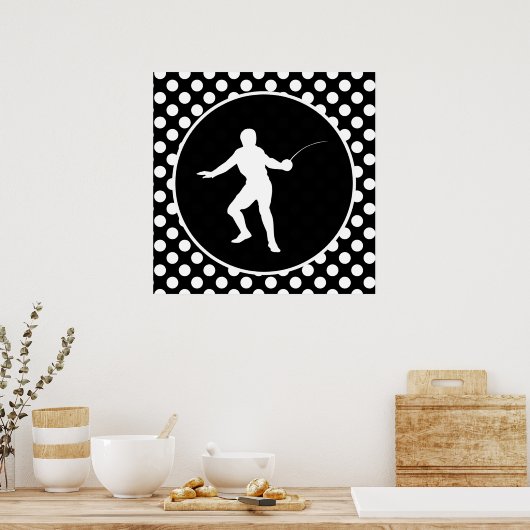 白黒水玉模様;フェンシング ポスター (キッチン)