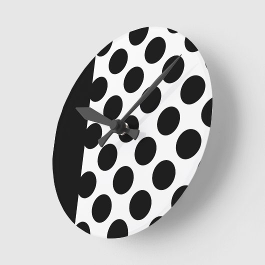 白黒水玉模様 ラウンド壁時計 (傾斜)