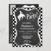 白黒水玉模様；ロデオ・カウボーイ インビテーションポストカード (正面/裏面)
