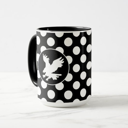 白黒水玉模様; ワシ マグカップ (正面左)