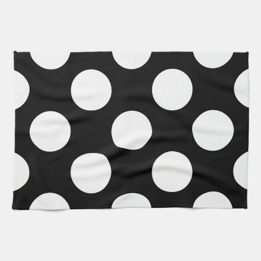 白黒水玉模様、水玉模様パターン キッチンタオル (横)