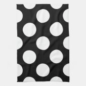 白黒水玉模様、水玉模様パターン キッチンタオル (縦)
