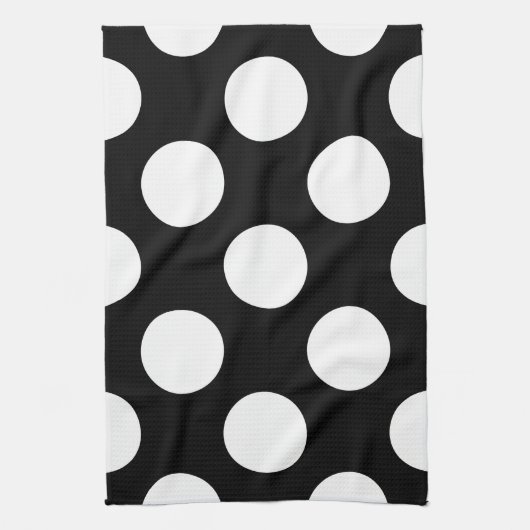 白黒水玉模様、水玉模様パターン キッチンタオル (縦)