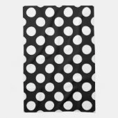 白黒水玉模様、水玉模様パターン キッチンタオル (縦)