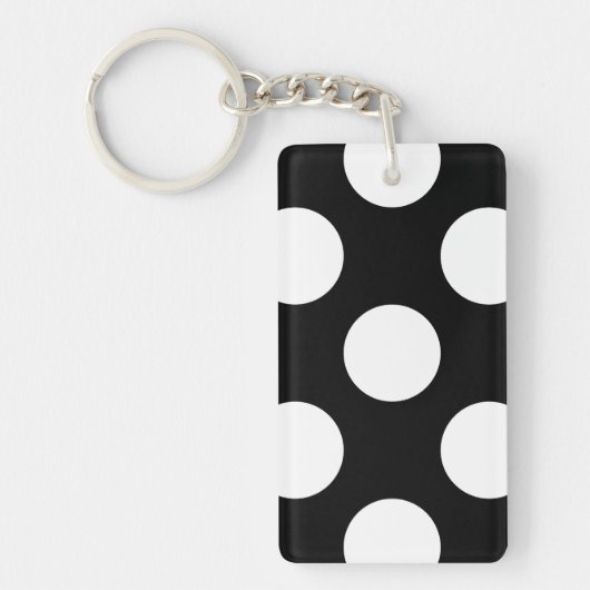 白黒水玉模様、水玉模様パターン キーホルダー (正面)