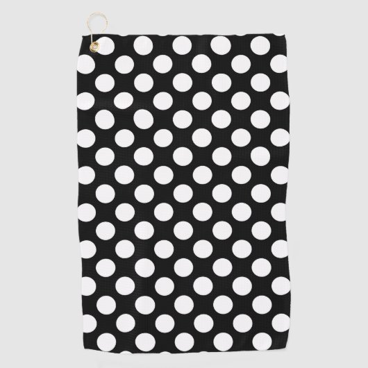 白黒水玉模様、水玉模様パターン ゴルフタオル (正面)