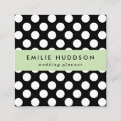 白黒水玉模様、水玉模様パターン スクエア名刺 (正面)