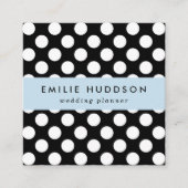 白黒水玉模様、水玉模様パターン スクエア名刺 (正面)