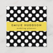 白黒水玉模様、水玉模様パターン スクエア名刺 (正面)