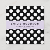 白黒水玉模様、水玉模様パターン スクエア名刺 (正面)