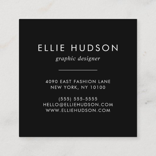 白黒水玉模様、水玉模様パターン スクエア名刺 (裏面)