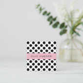 白黒水玉模様、水玉模様パターン スクエア名刺 (スタンド正面)