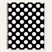 白黒水玉模様、水玉模様パターン ノートブック (正面)