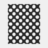 白黒水玉模様、水玉模様パターン フリースブランケット (正面)