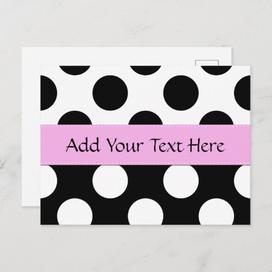白黒水玉模様、水玉模様パターン ポストカード (正面/裏面)