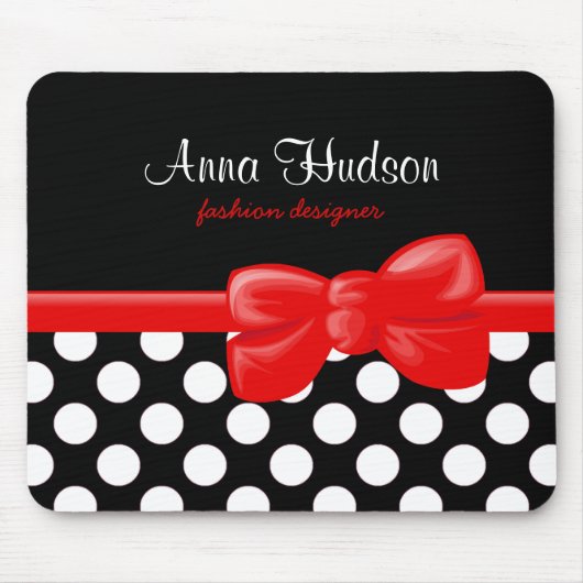 白黒水玉模様、水玉模様パターン マウスパッド (正面)