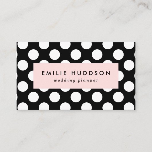 白黒水玉模様、水玉模様パターン 名刺 (正面)