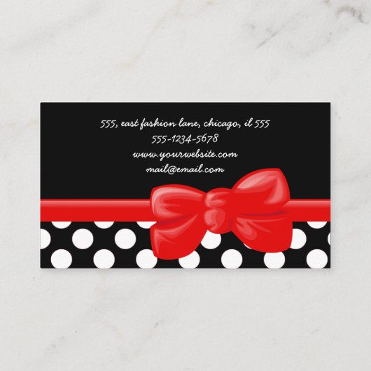 白黒水玉模様、水玉模様パターン 名刺 (裏面)