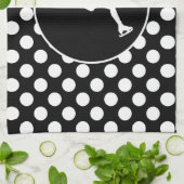 白黒水玉模様；氷姿スケートで滑る キッチンタオル (折り畳み)