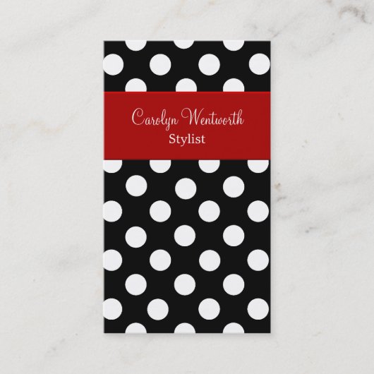 白黒水玉模様（赤の名刺付き） 名刺 (正面)