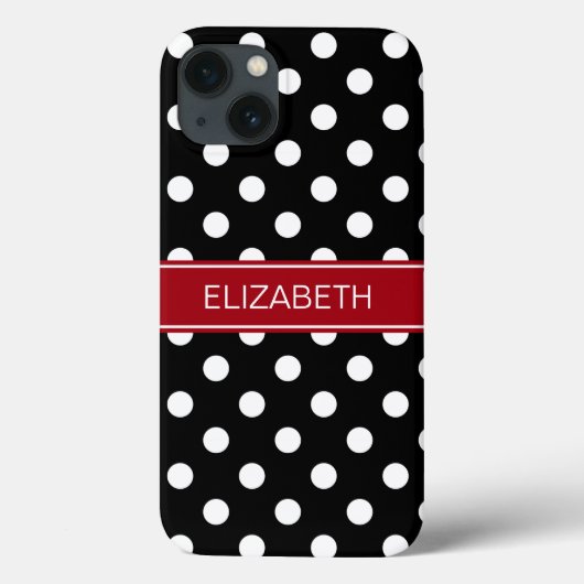 白黒水玉模様#2クランベリー名モノグラム Case-Mate iPhoneケース (裏面)
