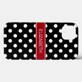白黒水玉模様#2クランベリー名モノグラム Case-Mate iPhoneケース (裏面 (横))