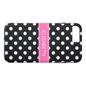 白黒水玉模様#2ホットPInk名モノグラム Case-Mate iPhoneケース (裏面(横))