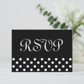 白黒水玉模様RSVPの結婚式の応答 出欠カード (スタンド正面)
