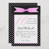 白黒水玉模様Sweet sixteen招待状 招待状 (正面/裏面)