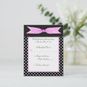 白黒水玉模様Sweet sixteen返信カード 招待状 (スタンド正面)