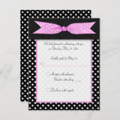 白黒水玉模様Sweet sixteen返信カード 招待状 (正面/裏面)