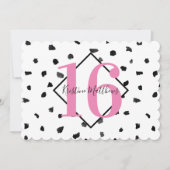 白黒水玉模様Sweet sixteen 招待状 (正面)