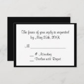 白黒汎用イベントRSVPカード 出欠カード (正面/裏面)