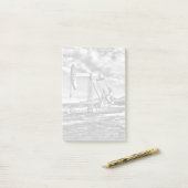 白黒油井のポンピングユニットのポスト・イット ポストイット (デスク上)