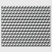 白黒波のデザインの包装紙 ラッピングペーパー (フラット)