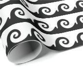 白黒波のデザインの包装紙 ラッピングペーパー (ロールコーナー)