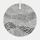 白黒波形パッチワークオーナメント ガラスオーナメント (裏面)