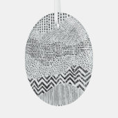 白黒波形パッチワークオーナメント ガラスオーナメント (正面左)