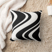白黒波状のシマウマのストライプの枕- クッション (ブランケット)