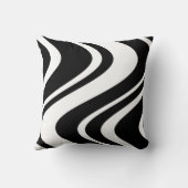 白黒波状のシマウマのストライプの枕- クッション (裏面)