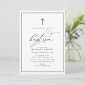 白黒洗礼シンプルの招待状 招待状 (スタンド正面)