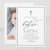 白黒洗礼シンプルの招待状 招待状 (正面/裏面)