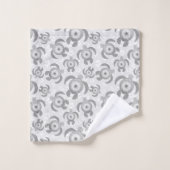 白黒海亀ハイビスカス花 バスタオルセット (ウォッシュタオル)