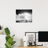 白黒海波衝突16x20 ポスター (ホームオフィス)