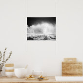 白黒海波衝突16x20 ポスター (キッチン)